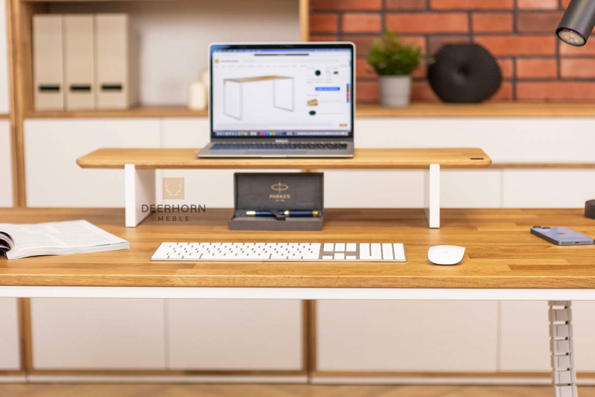 Monitortischverlängerung weiß mit Holz
