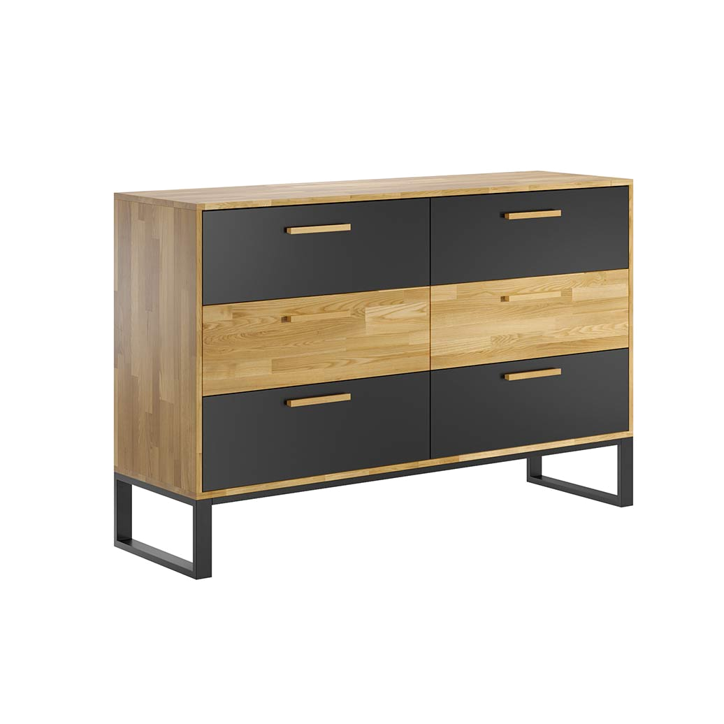 Bürokommode aus Holz und Metall im industriellen Loft-Stil. Breite 140cm
