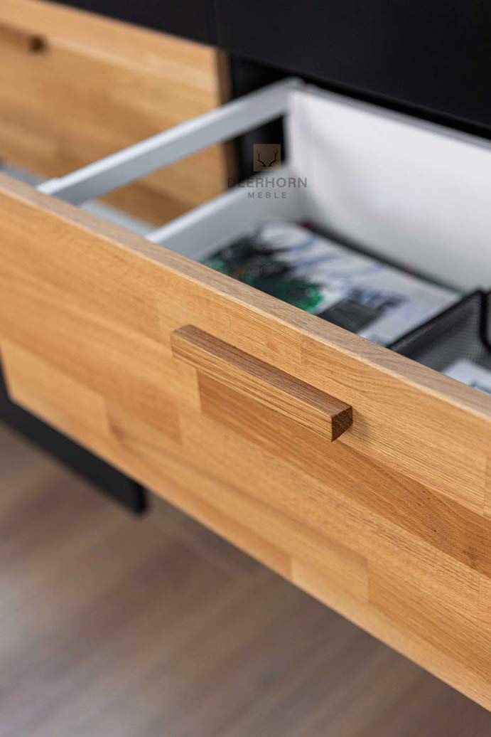 Bürokommode aus Holz und Metall im industriellen Loft-Stil. Breite 140cm