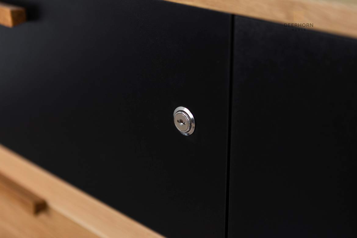 Bürokommode aus Holz und Metall im industriellen Loft-Stil. Breite 140cm