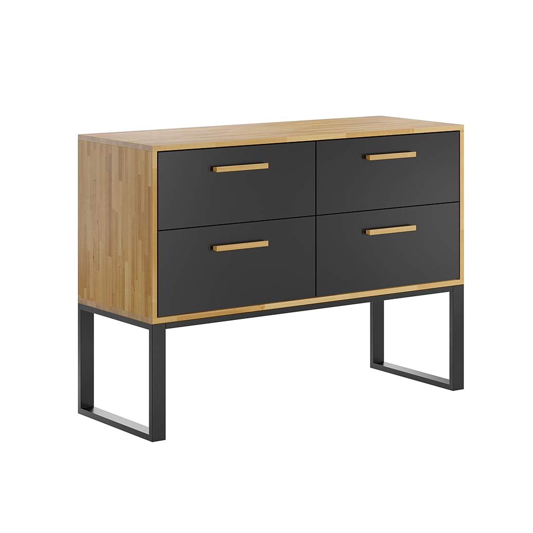Schwarze Kommode aus Holz und Metall