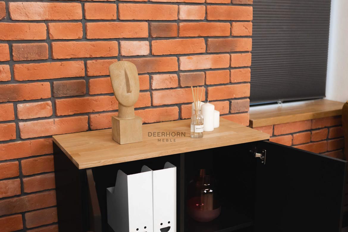 Zweitürige Kommode, Büro, schwarz