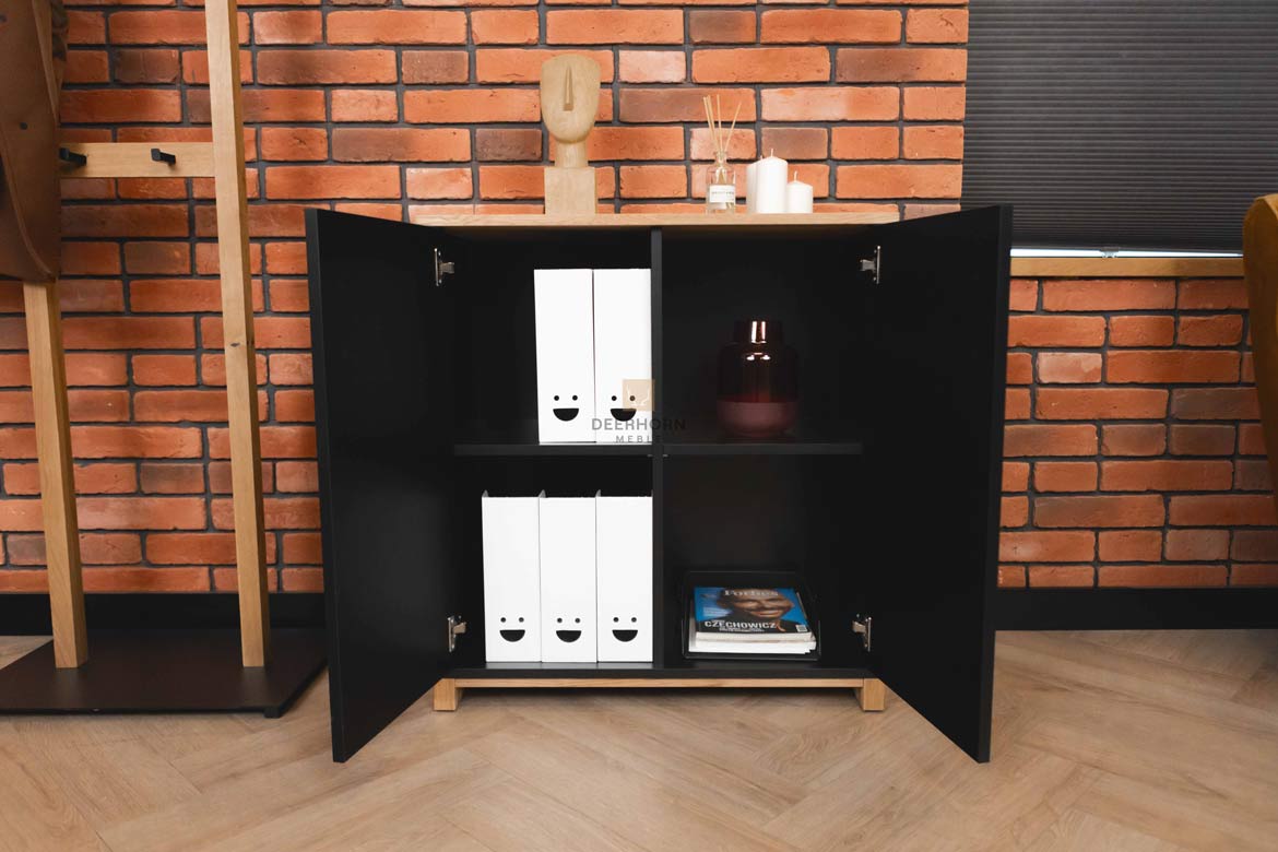 Zweitürige Kommode, Büro, schwarz