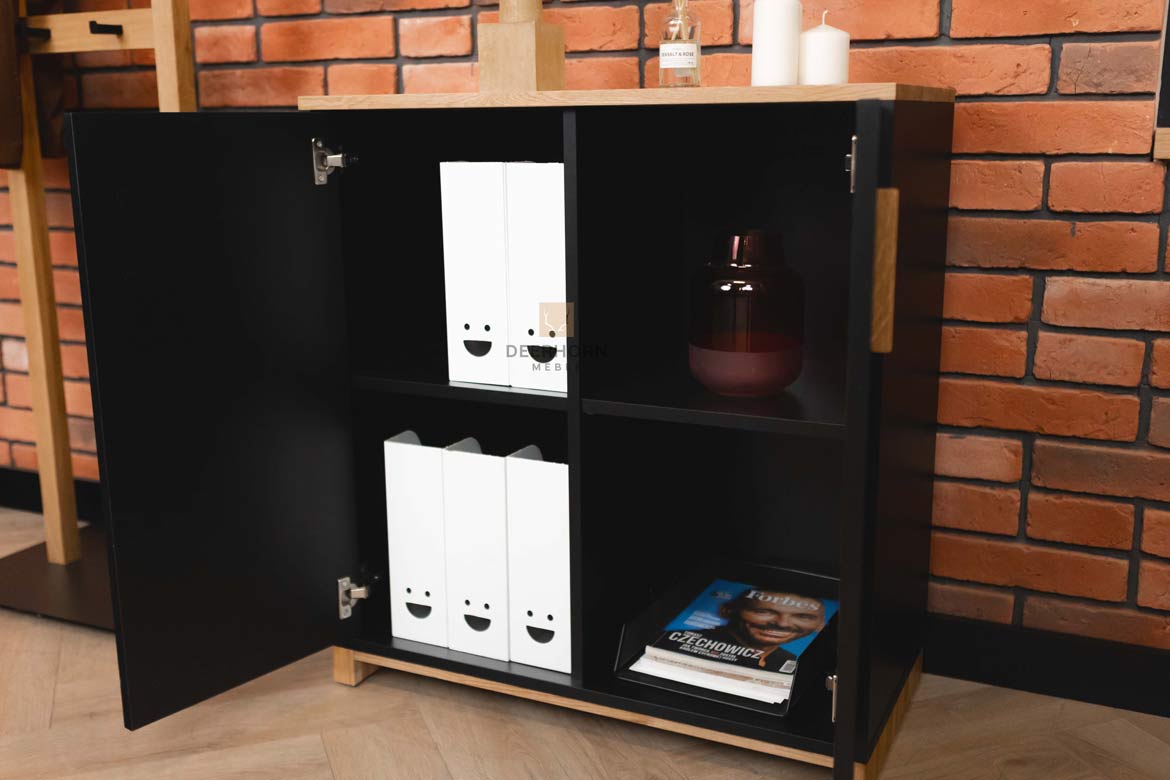 Zweitürige Kommode, Büro, schwarz