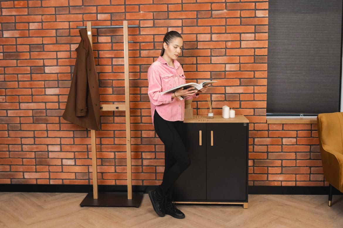 Zweitürige Kommode, Büro, schwarz