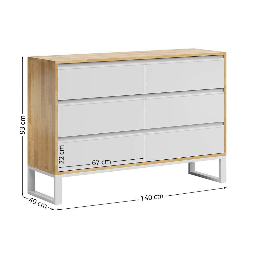 Weiße skandinavische Loftkommode, Schubladen für Dokumente