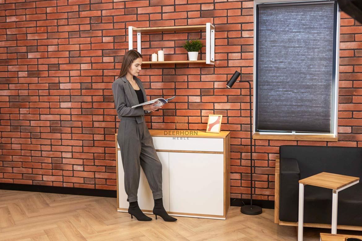 Weiße Loft-Büro schlanke Kommode