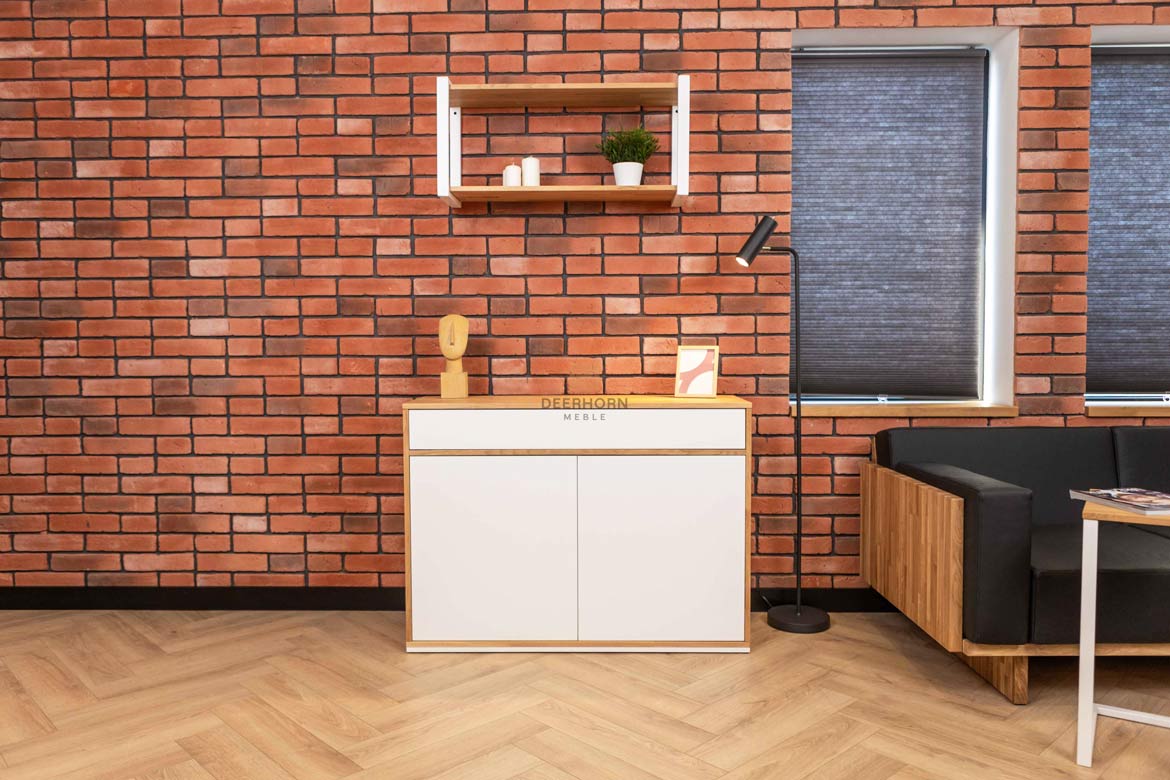 Weiße Loft-Büro schlanke Kommode