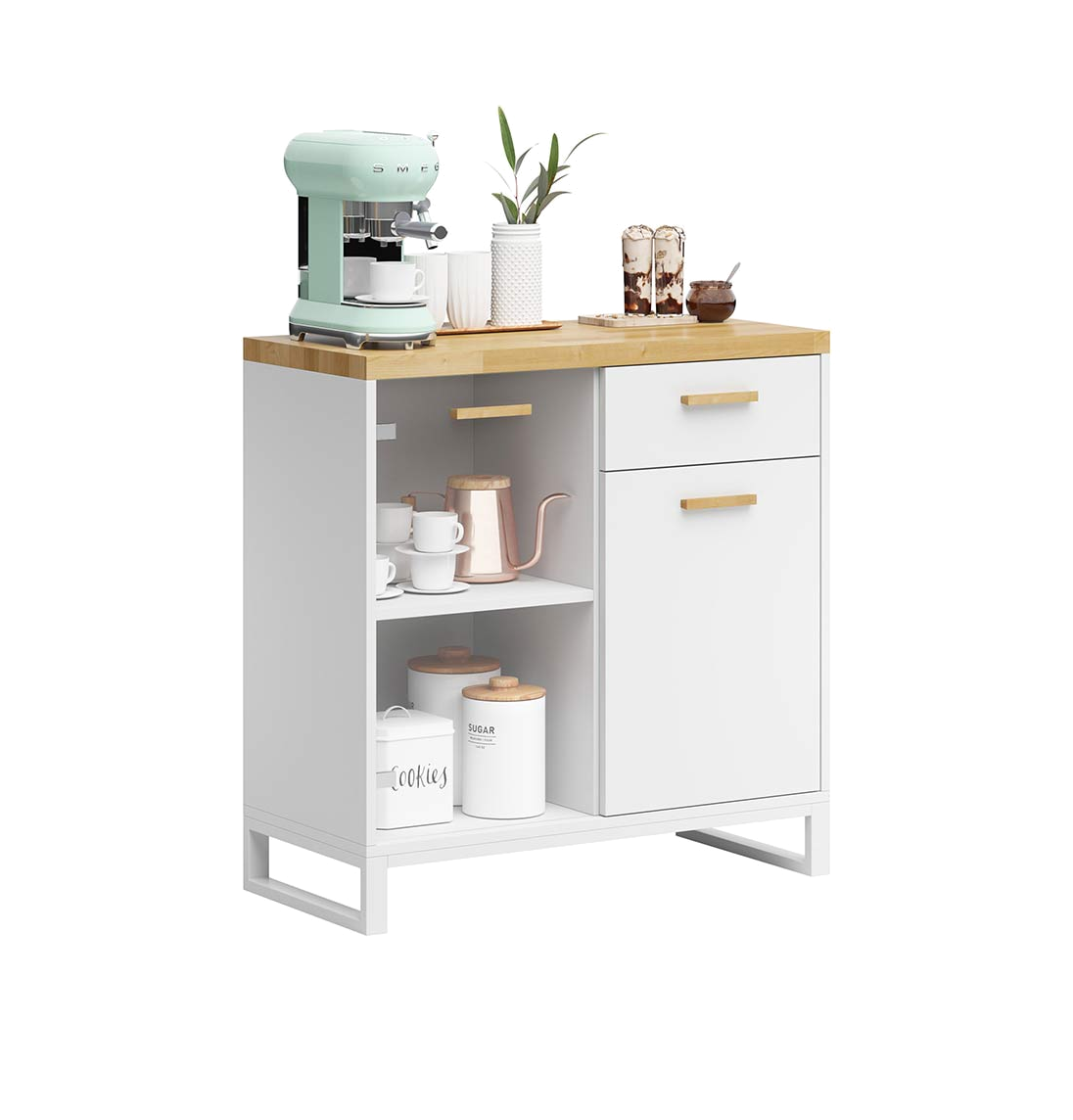 Weißer Kaffeemaschinenschrank für das Büro