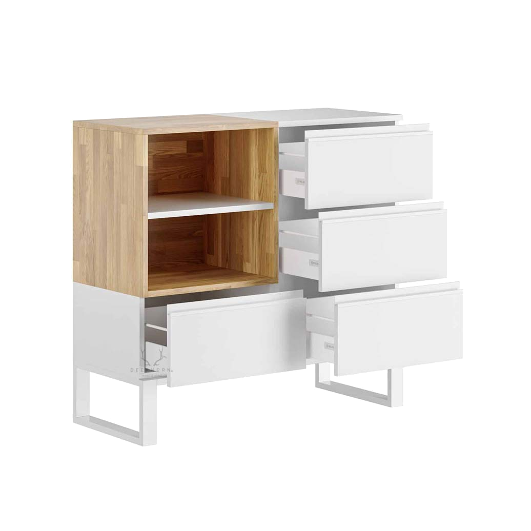 Weiße Kommode mit Schubladen für das Büro oder Arbeitszimmer Loft Office Plus