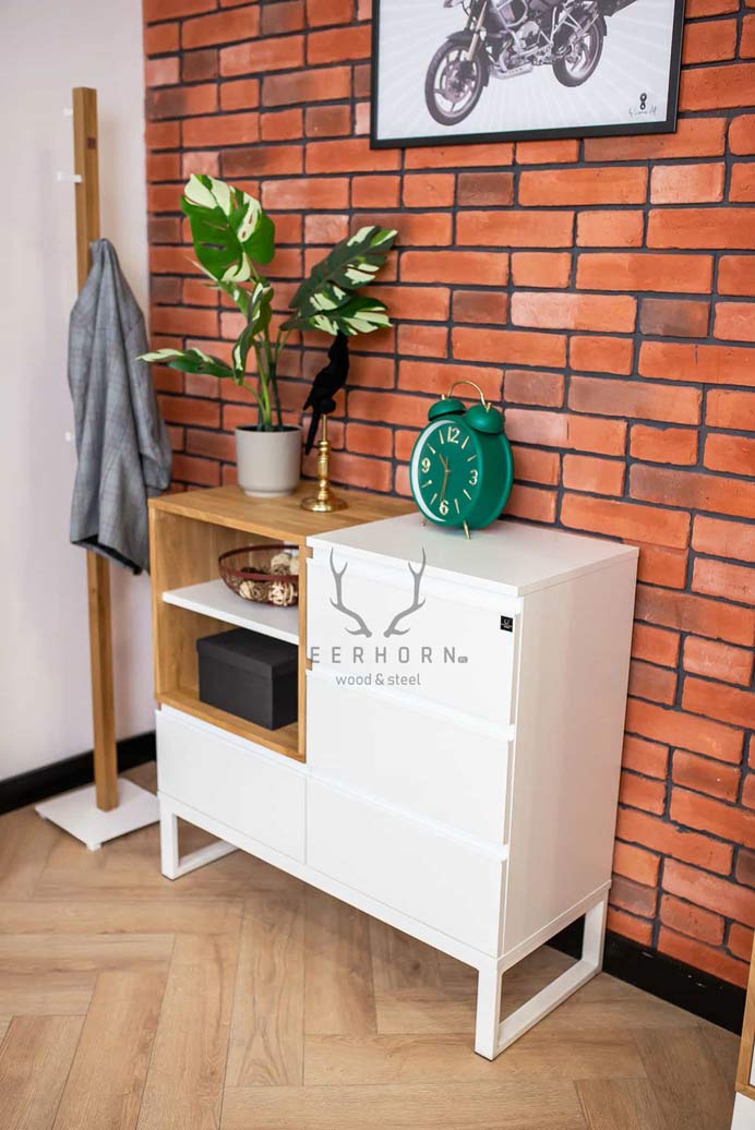 Weiße Kommode mit Schubladen für das Büro oder Arbeitszimmer Loft Office Plus