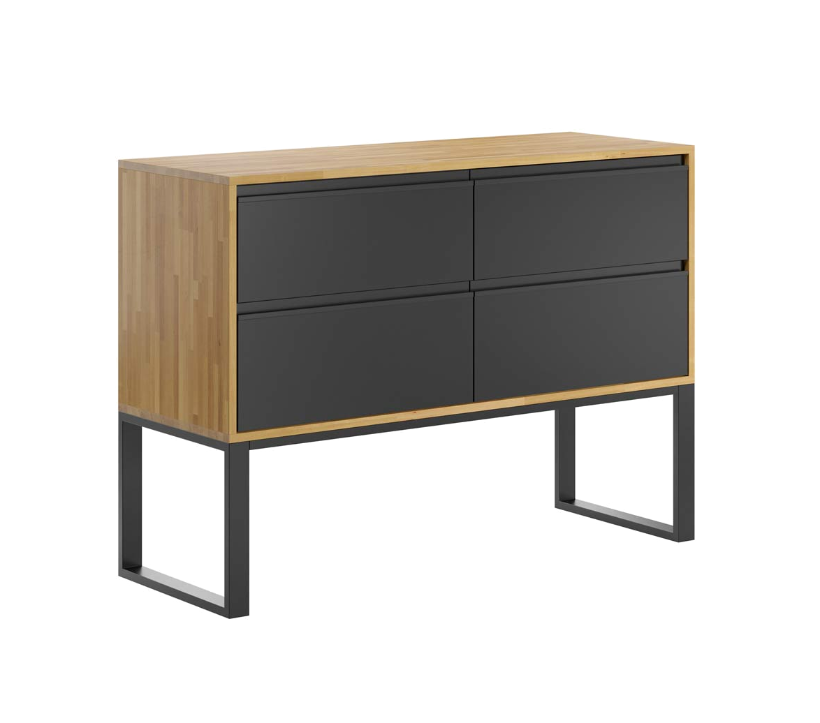 Loft-Kommode mit Schubladen auf Metallfüßen