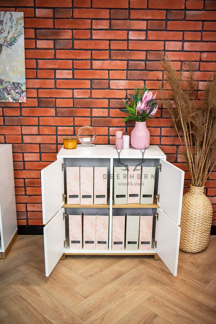 Weißer abschließbarer Aktenschrank aus der Modern Office Kollektion