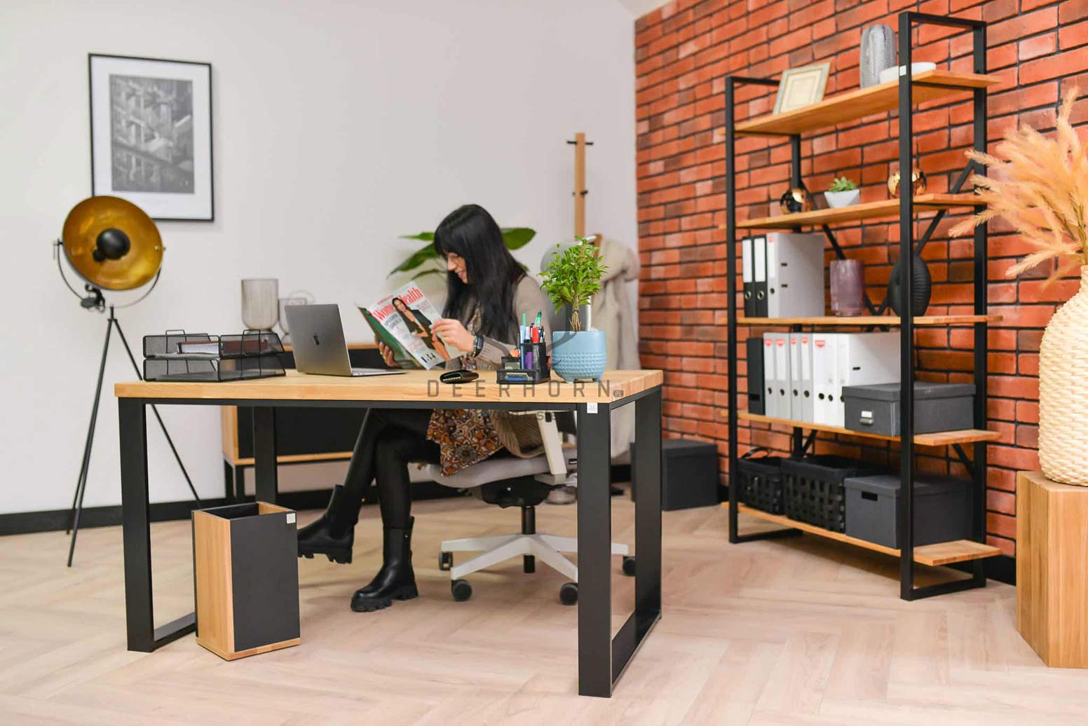 Bureau Loft avec plateau en bois