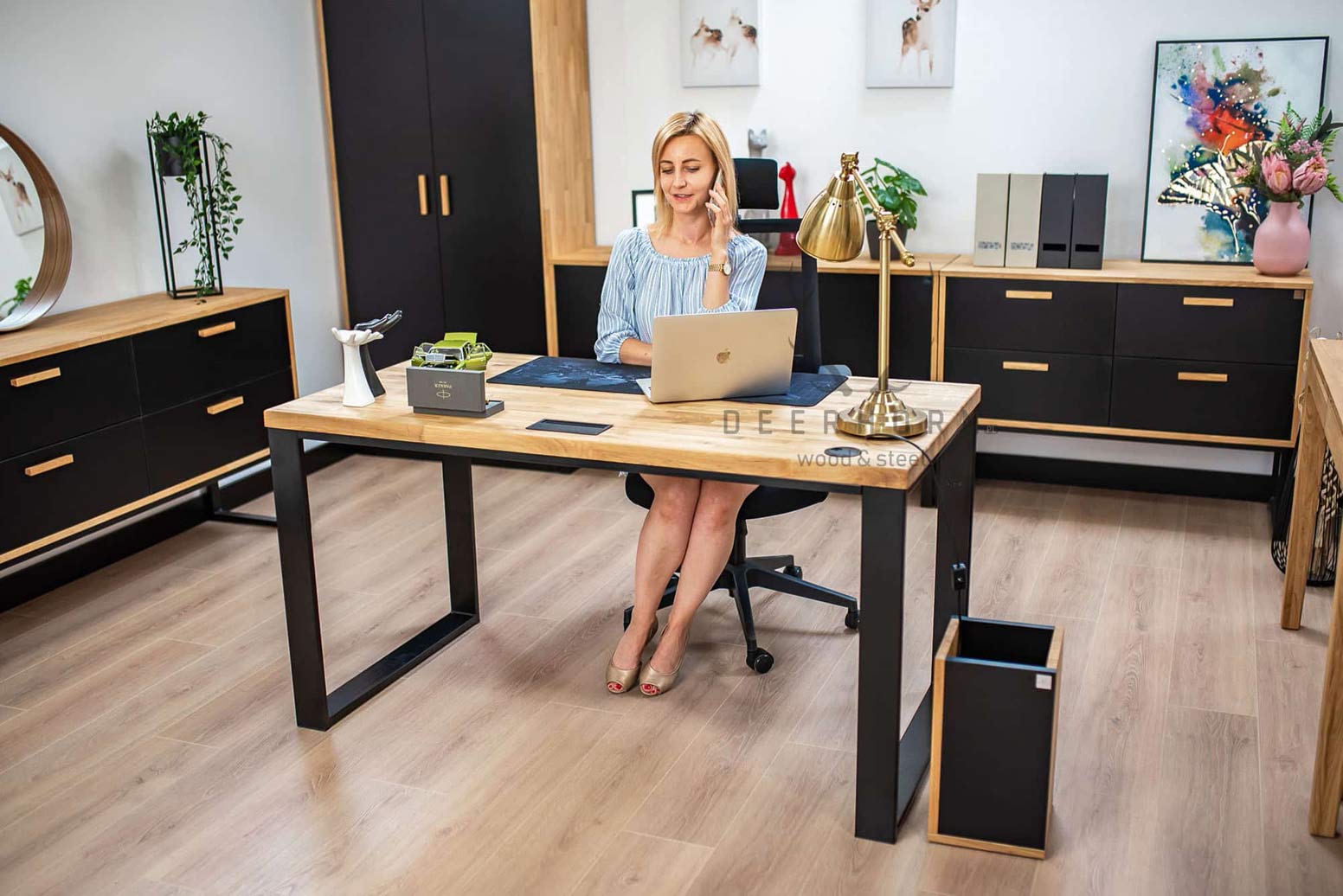 Bureau Loft avec plateau en bois
