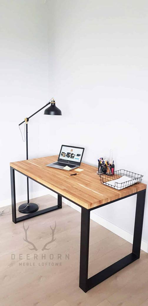 Bureau Loft avec plateau en bois