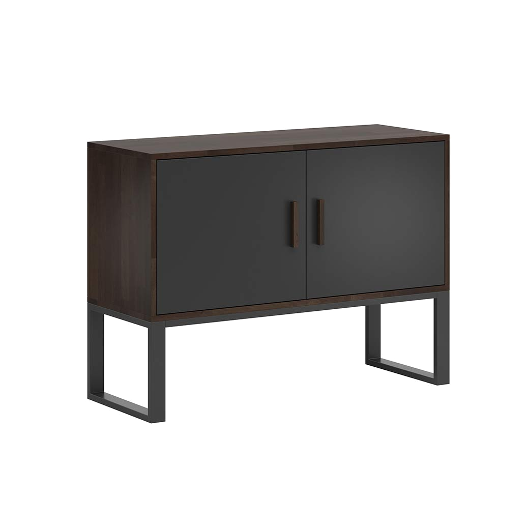 Schwarze Kommode mit Holzplatte aus Ebenholz