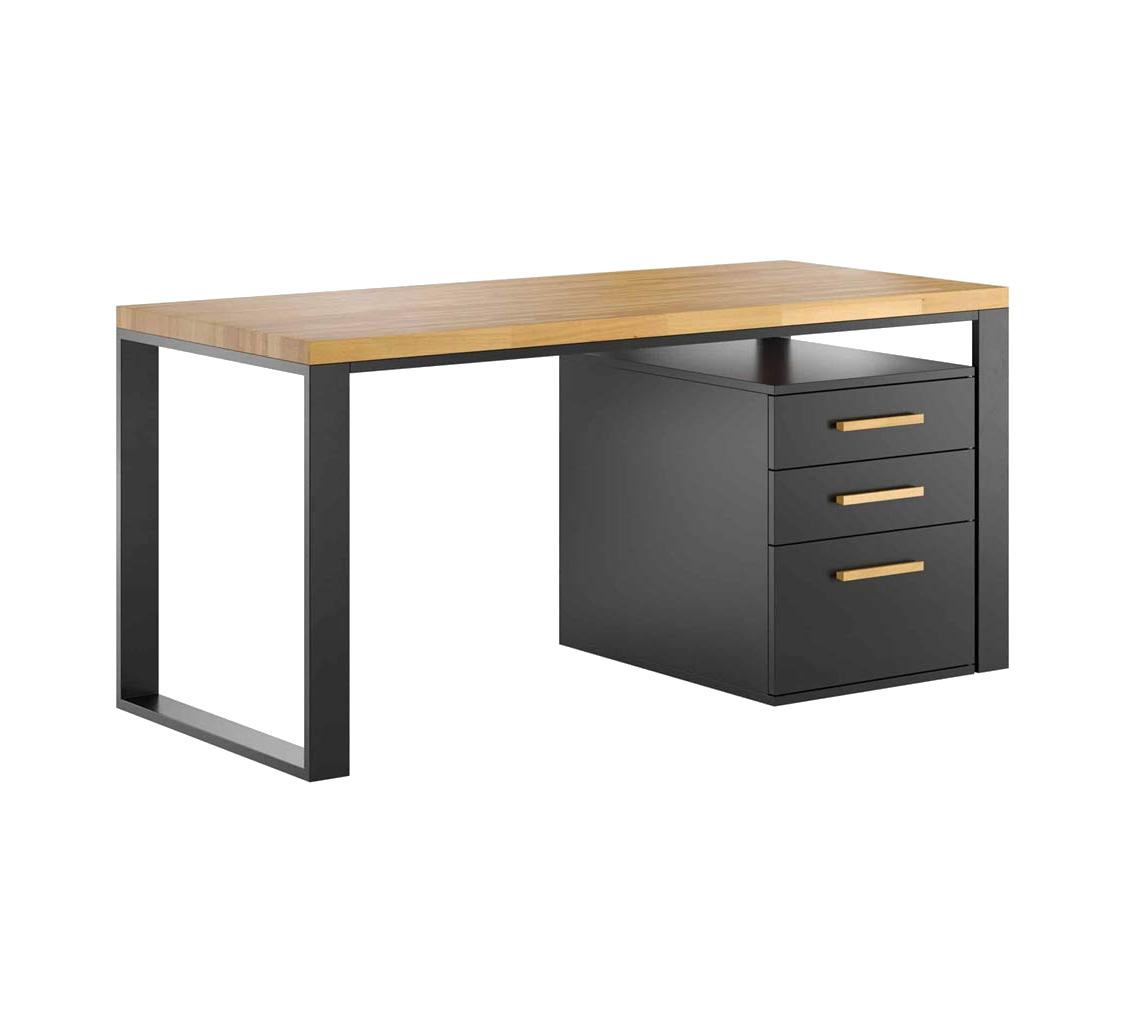 Bureau en bois avec caisson et tiroirs loft office