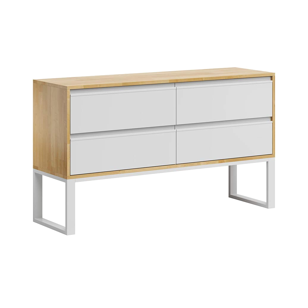 Weißer Büroschrank mit Eichenholz 140