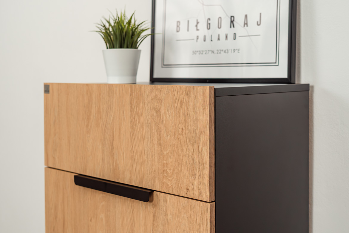 Schmale Kommode mit 4 Schubladen für Büro, Wohnzimmer oder Heimarbeitsplatz