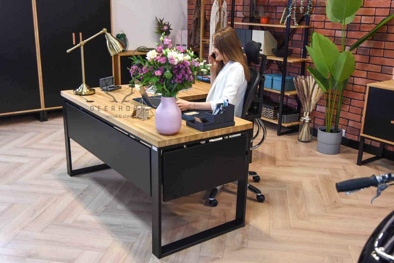 Bureau d'angle avec plateau en bois Bureau d'angle