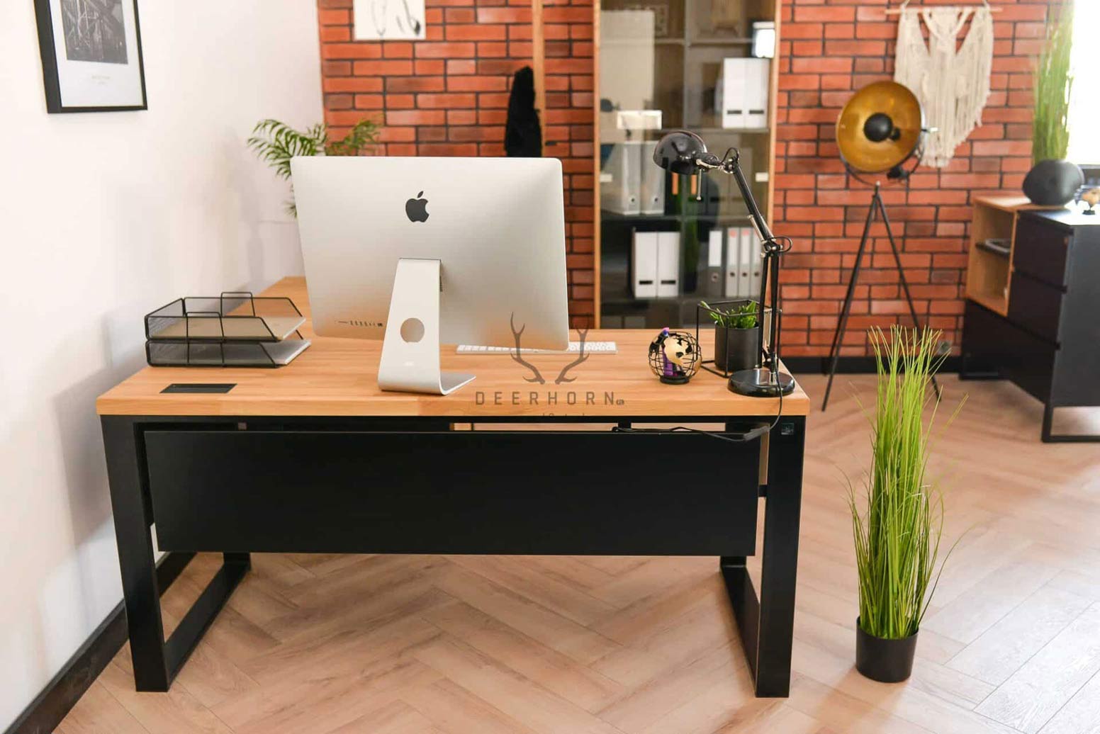 Bureau d'angle avec plateau en bois Bureau d'angle