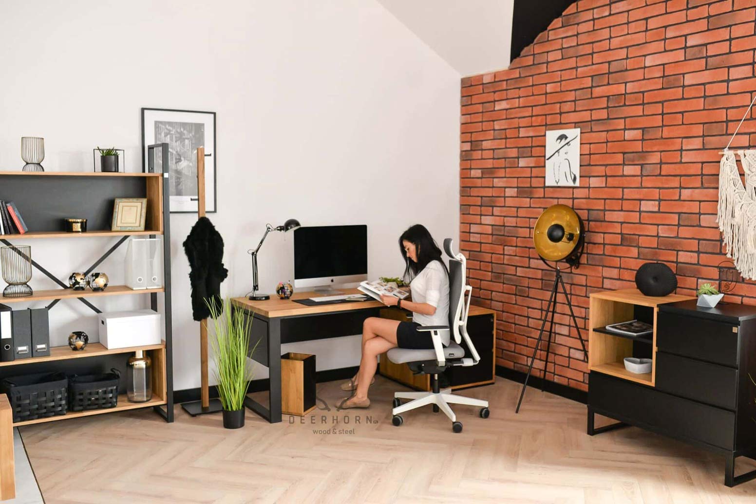 Bureau en chêne Loft Office Plus Right