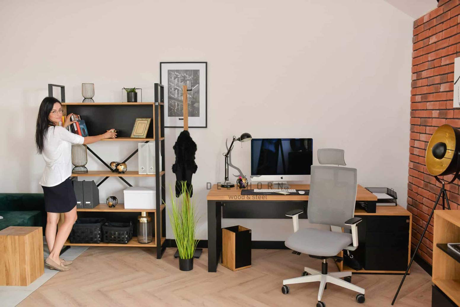 Bureau en chêne Loft Office Plus Right