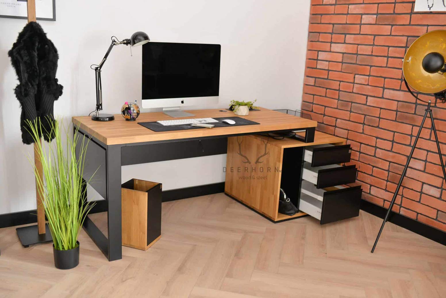 Bureau en chêne Loft Office Plus Right