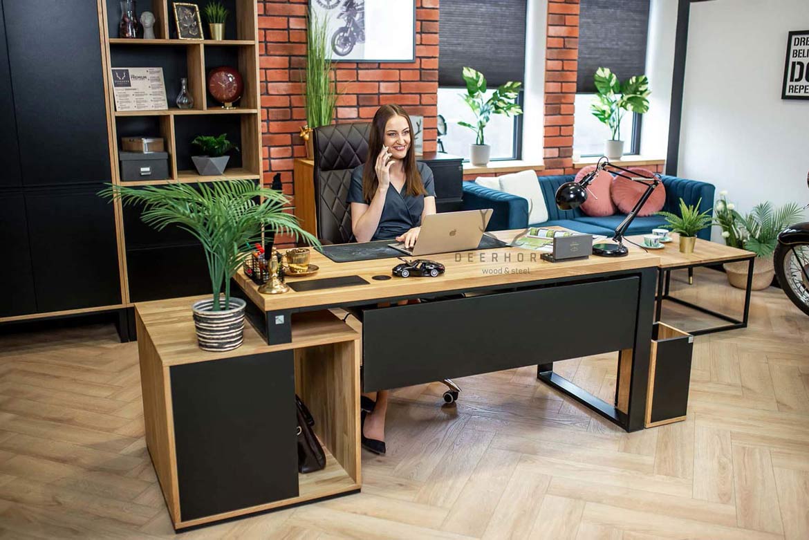 Bureau en chêne Loft Office Plus Right