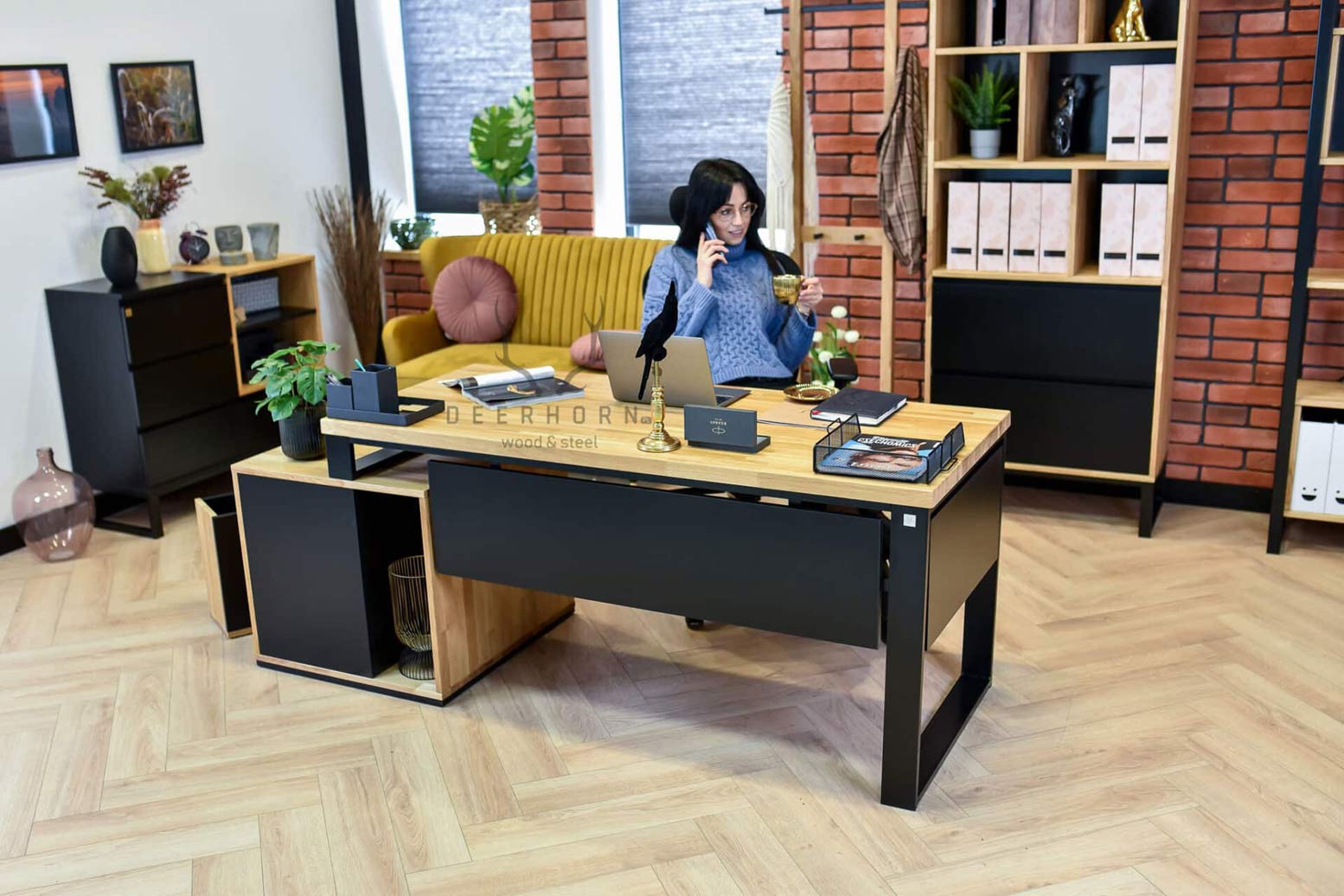 Bureau en chêne Loft Office Plus Right