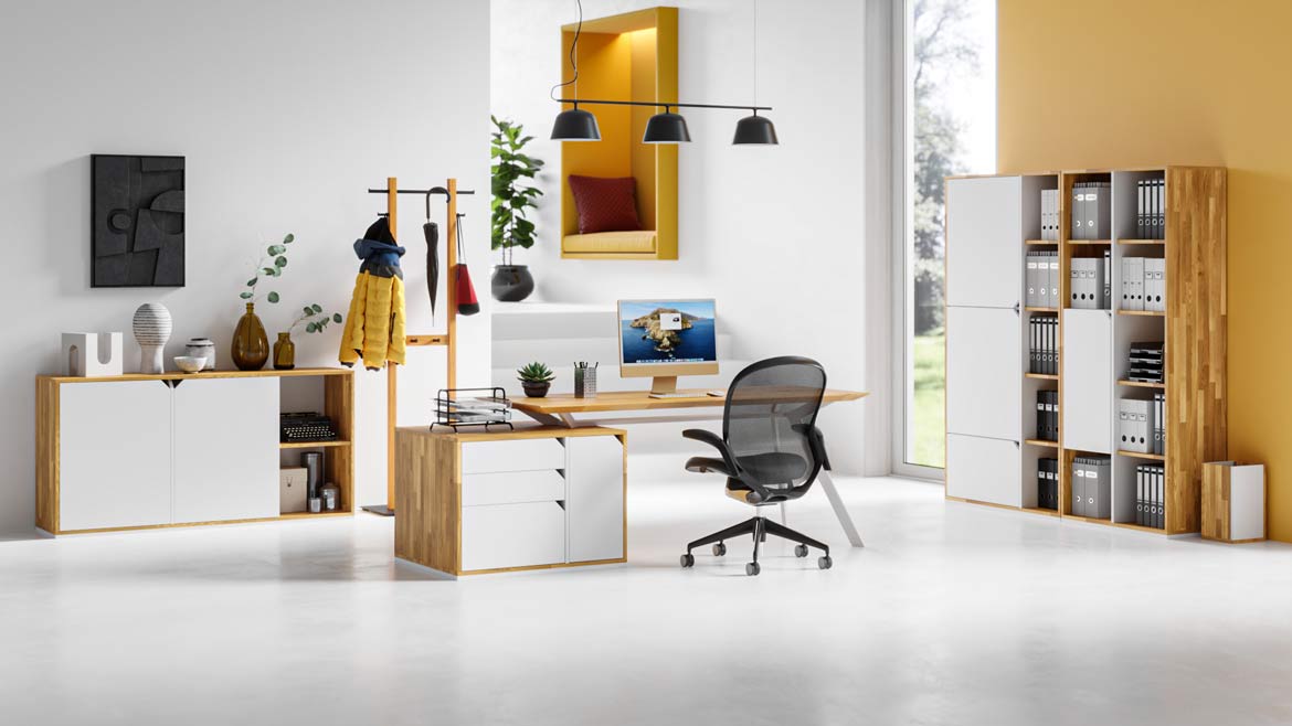 Weißes Home Office Möbel Set