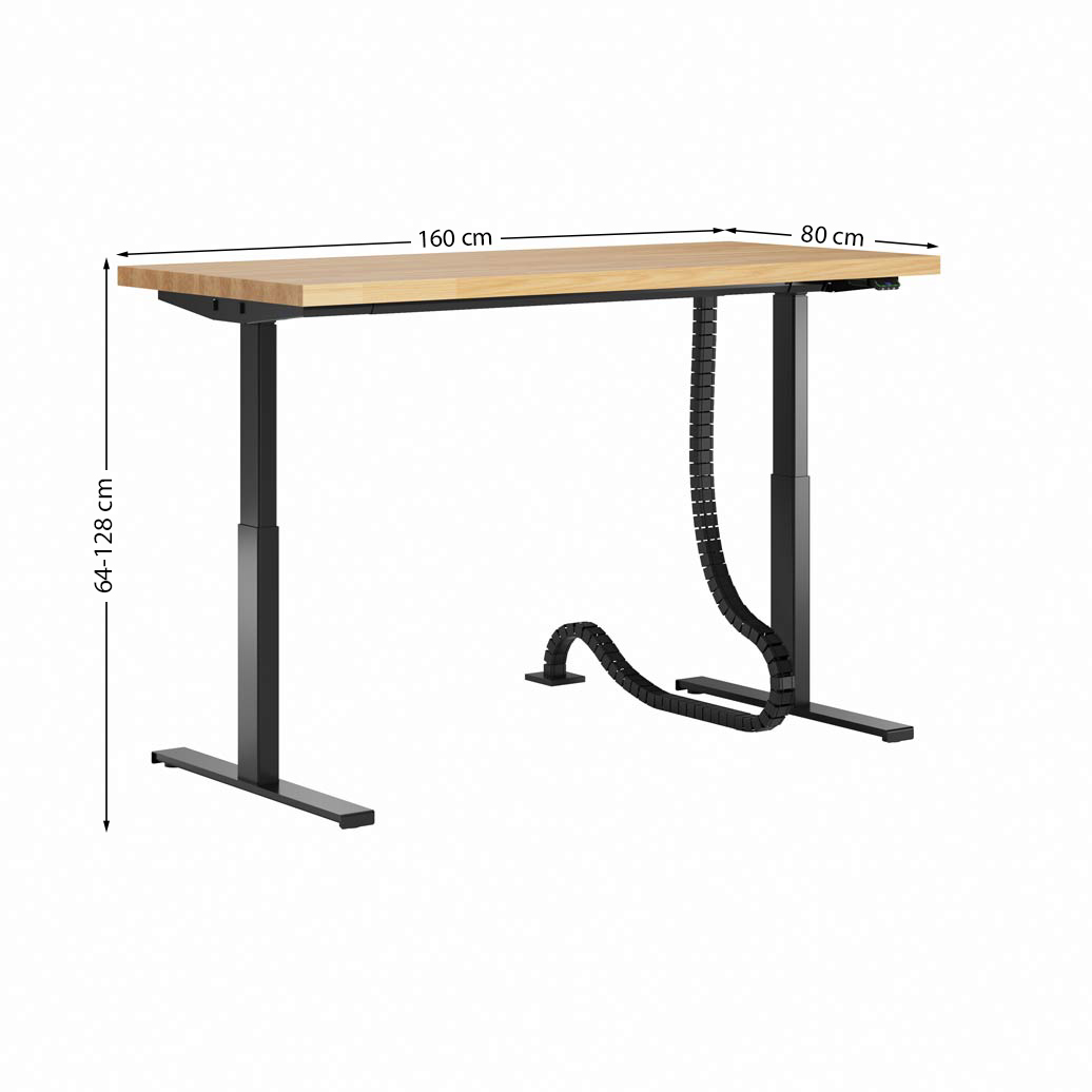 Bureau réglable en hauteur avec plateau en bois