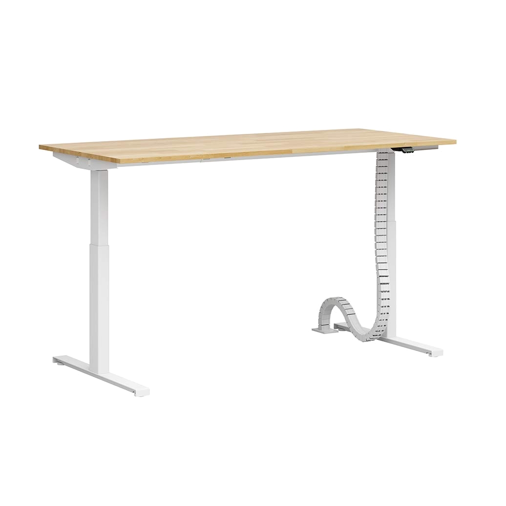 Höhenverstellbarer weißer Schreibtisch mit schmaler Platte 160x70cm