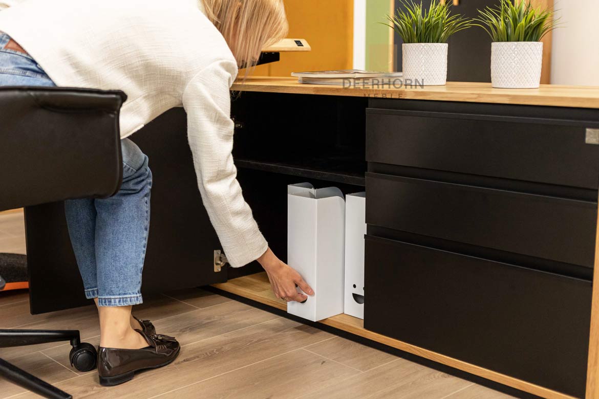 Eckschreibtisch mit Höhenverstellung für Büro und praktischem Rollcontainer 160×70
