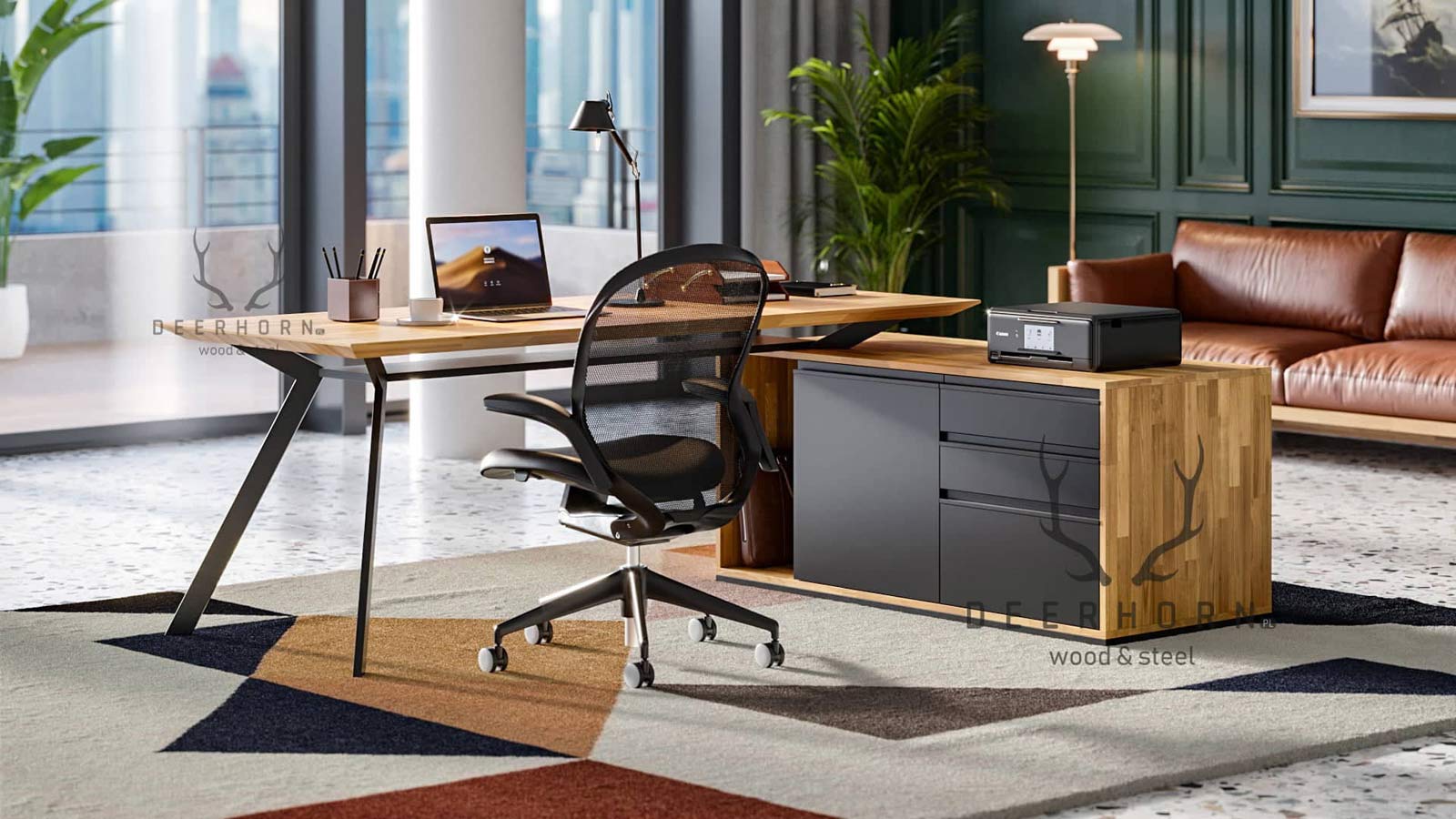 Futur bureau d'angle de style actif