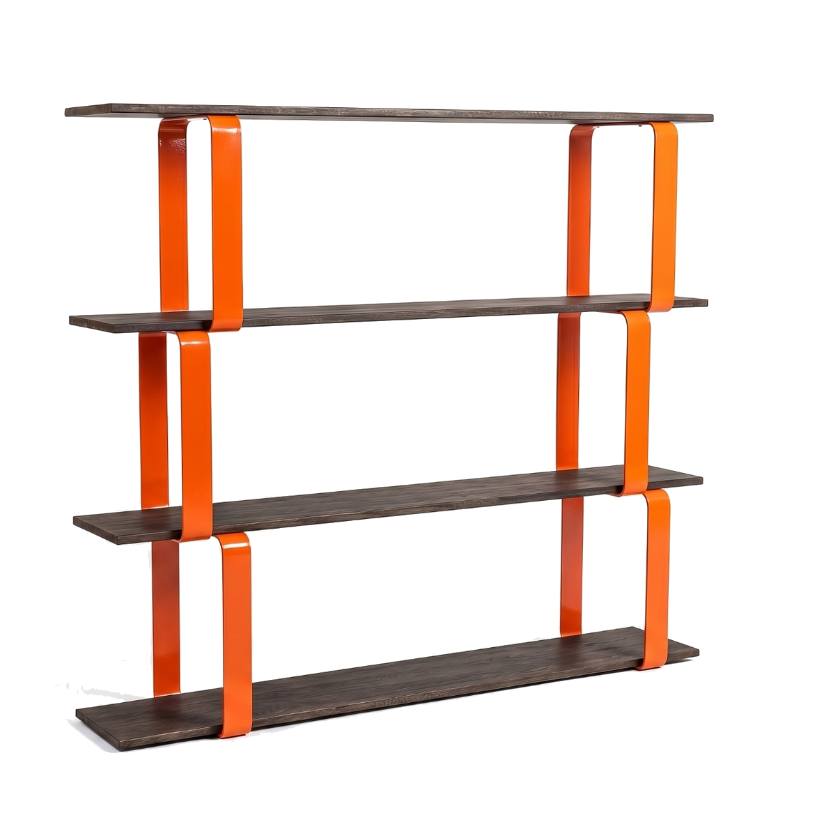 Pure Office asymmetrische Bücherregal für Büro mit Holzböden niedrig - orange