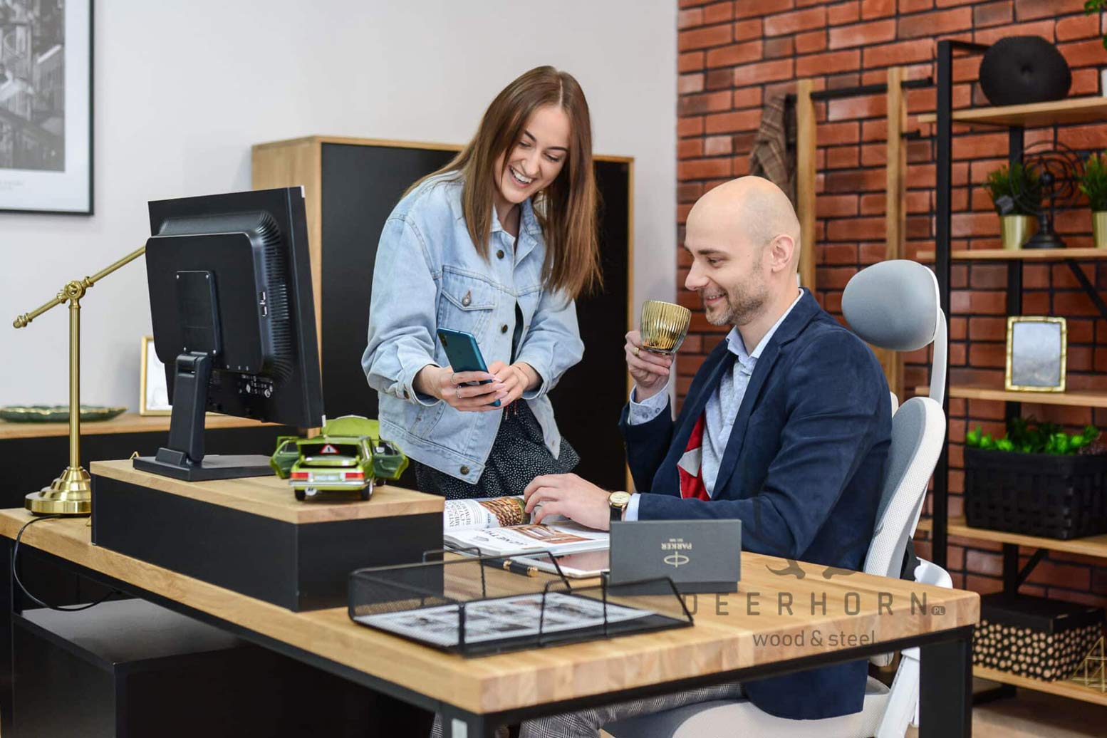 Bureau avec plateau en chêne Loft Office
