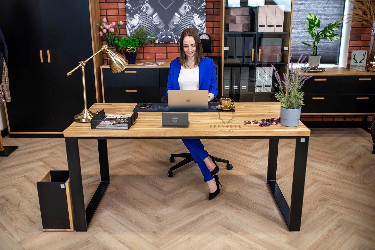 Bureau avec plateau en chêne Loft Office