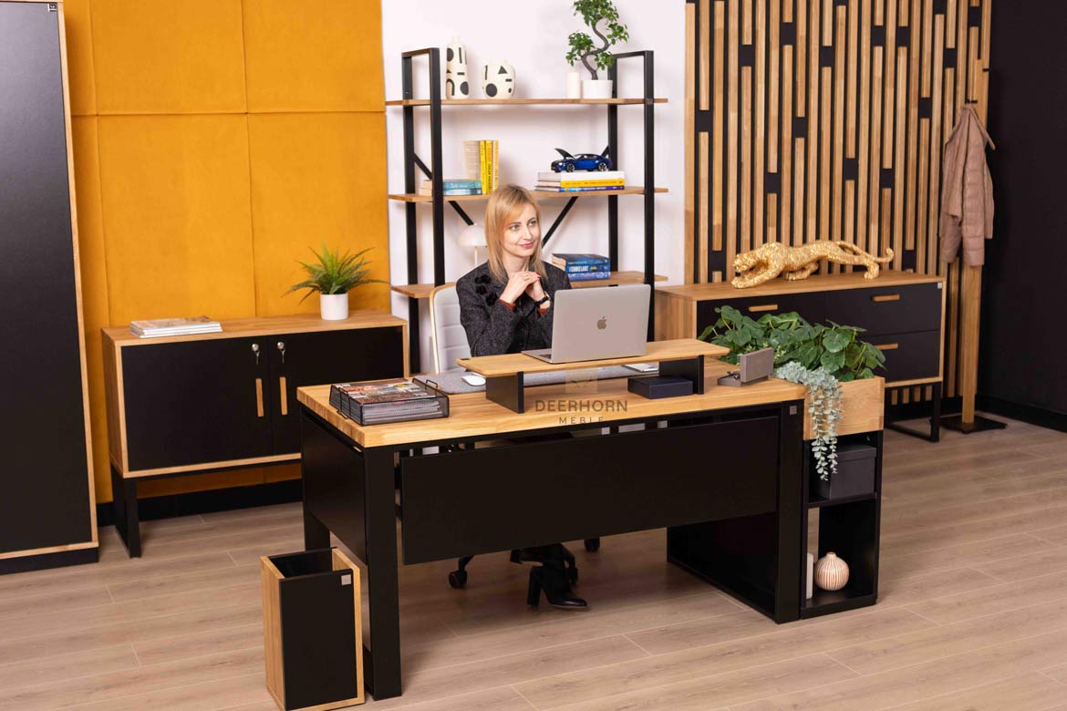 Bureau Loft avec plateau en bois et mélanges