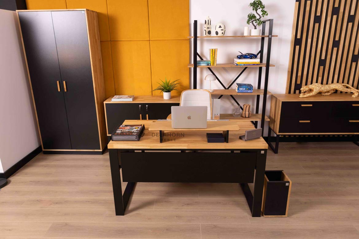 Bureau Loft avec plateau en bois et mélanges