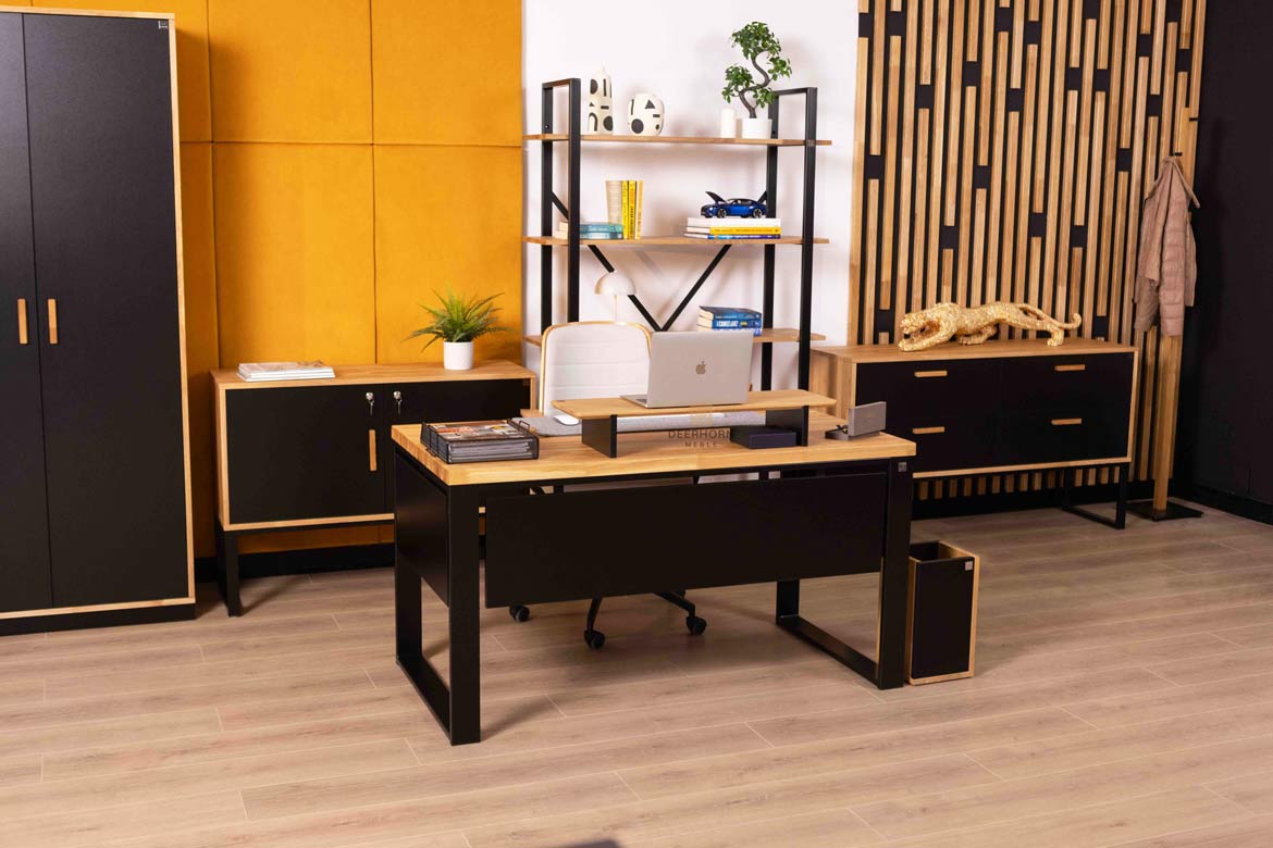 Bureau Loft avec plateau en bois et mélanges