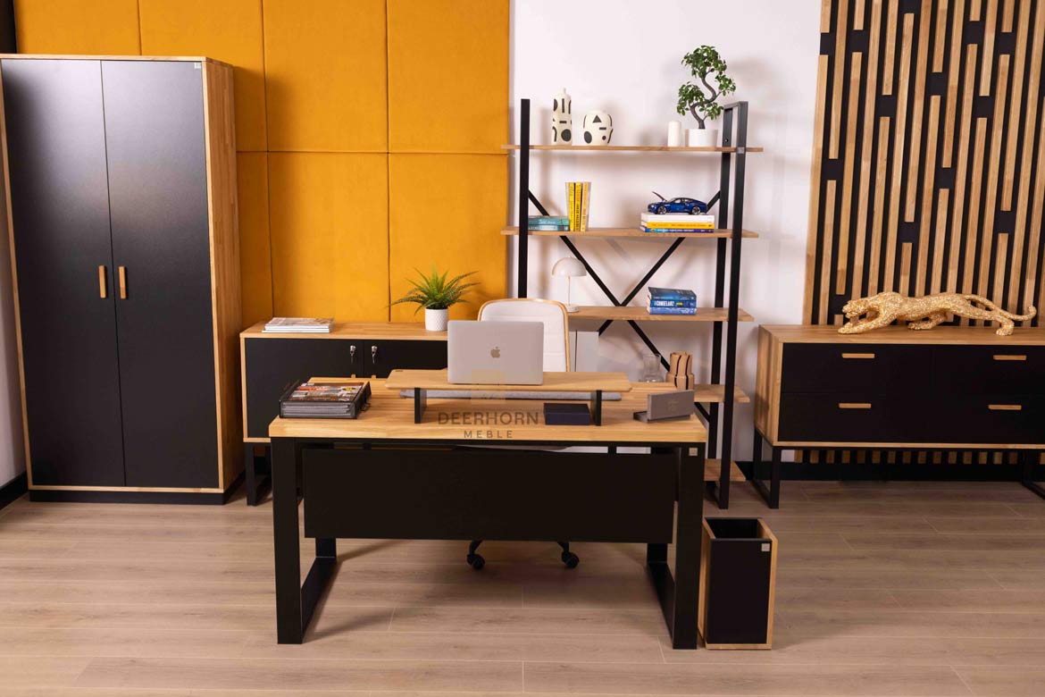 Bureau Loft avec plateau en bois et mélanges