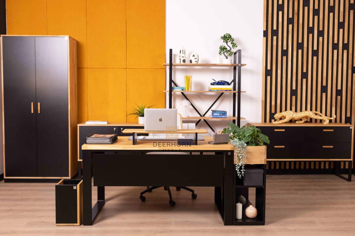 Bureau Loft avec plateau en bois et mélanges