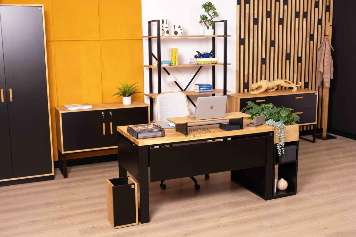 Bureau Loft avec plateau en bois et mélanges