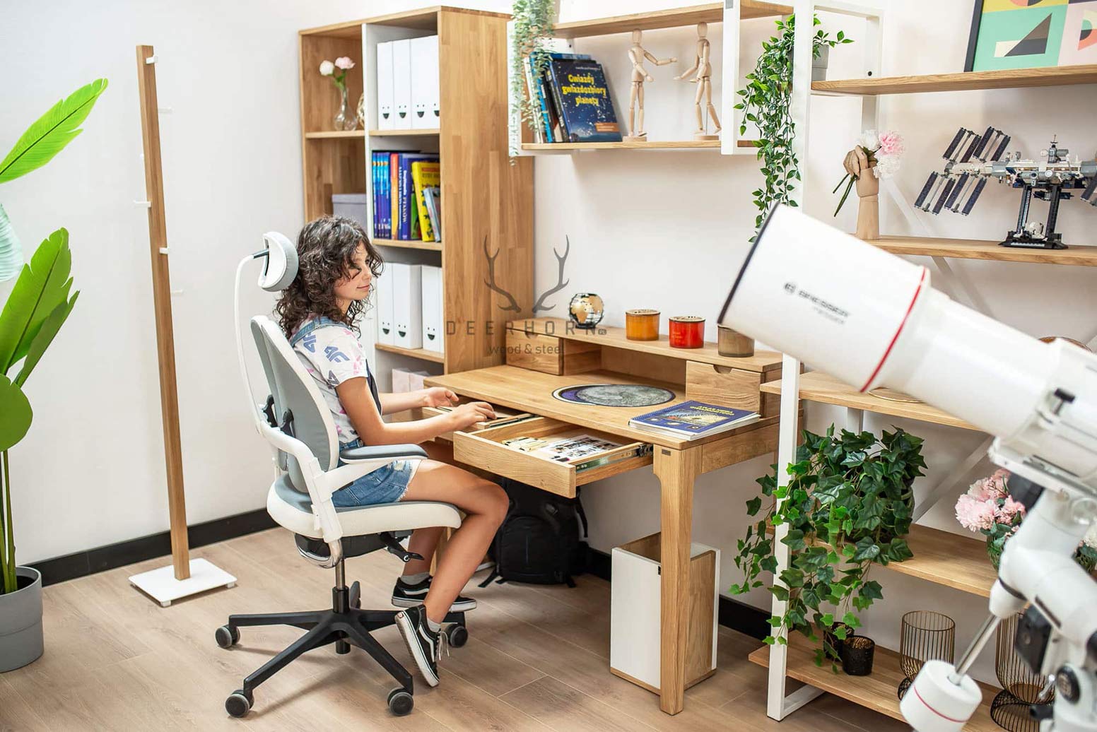 Bureau en bois, secrétaire, coiffeuse Dione plus