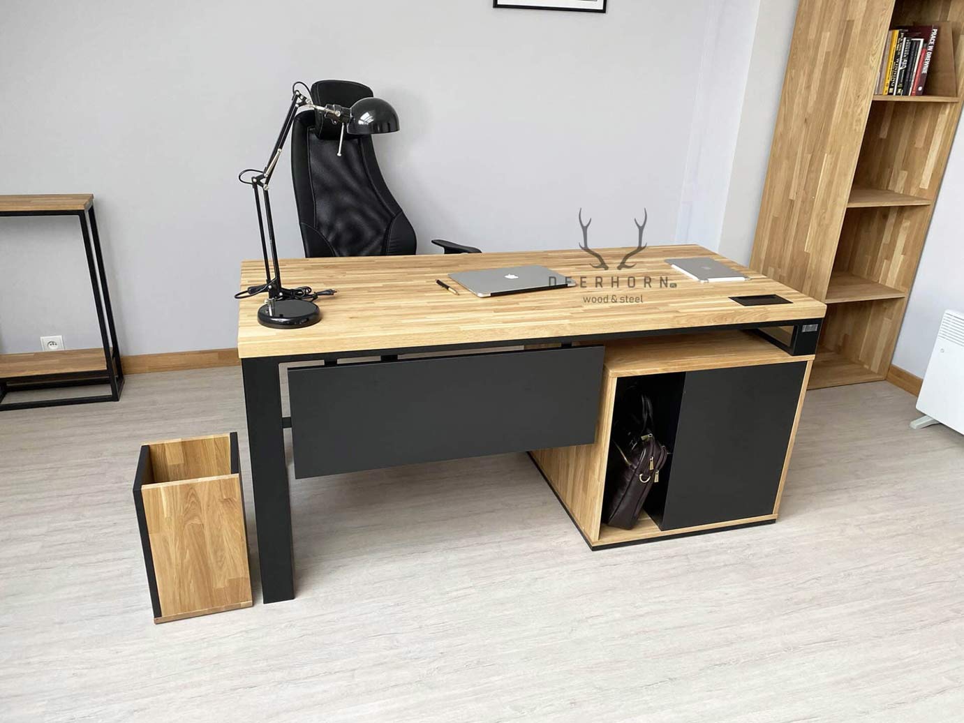 Bureau avec plateau en bois "loft office plus" court
