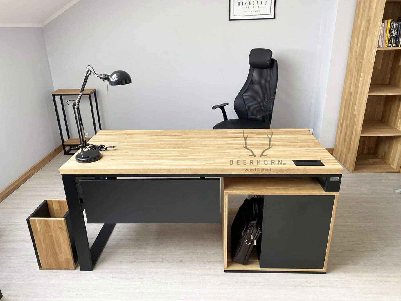 Bureau avec plateau en bois "loft office plus" court
