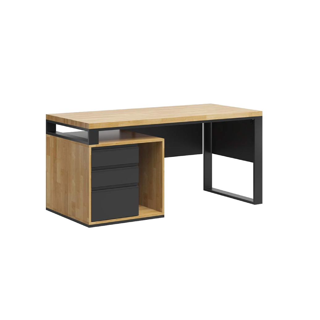 Bureau avec plateau en bois "loft office plus" court