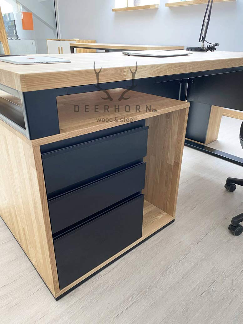 Bureau avec plateau en bois "loft office plus" court